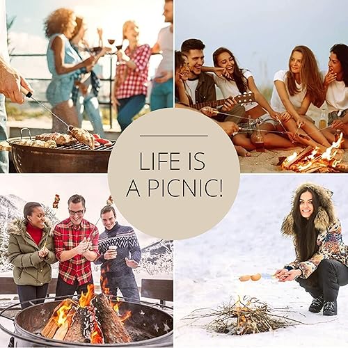 Miniatura 7 de Juego de 8 palos de asar malvaviscos de acero inoxidable para acampar telescópicos palos de malvavisco palos de asar fogata para hoguera