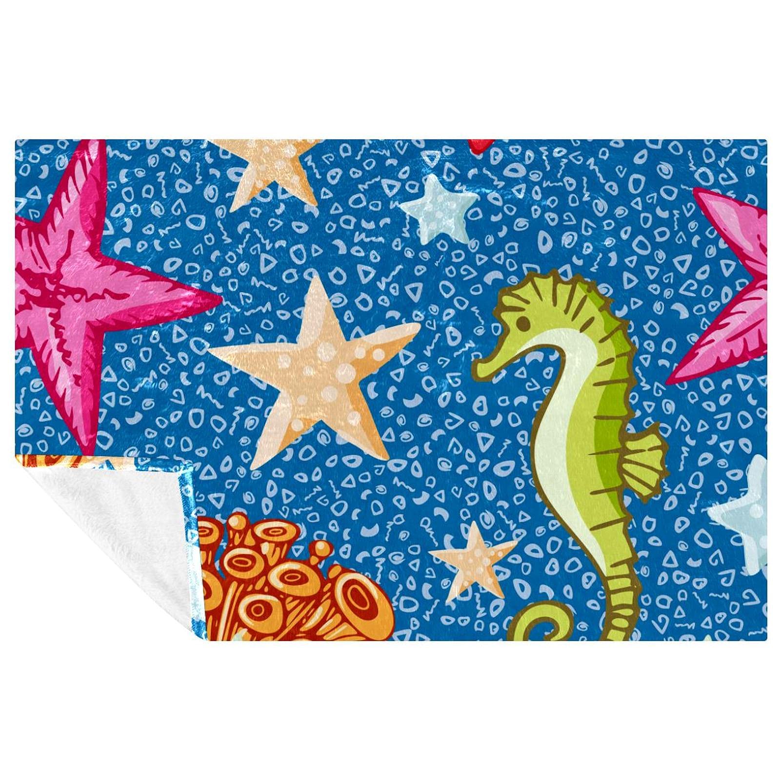 Couverture d'été hippocampe douce et chaude pour lit et canapé 150x100 cm