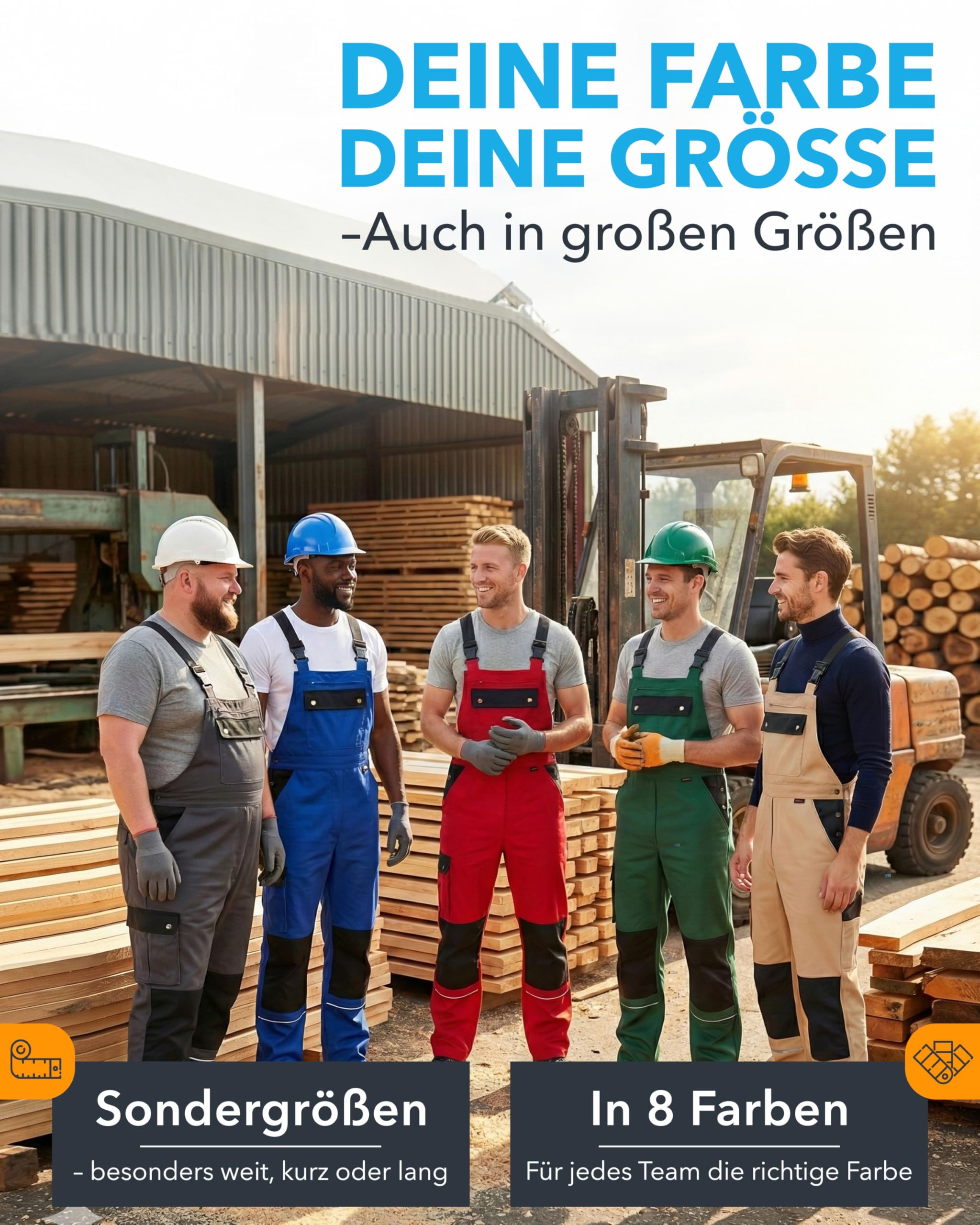 TMG® | Lange Arbeitslatzhose Herren, Schwarze Latzhose mit Kniepolstertaschen aus Cordura, viel Stauraum, robust