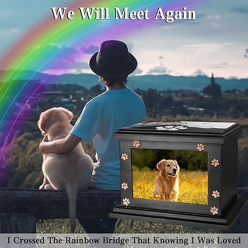 Miniatura 4 de Urnas conmemorativas grandes de madera para mascotas funerarias con marco de fotos, caja de memoria de recuerdo de cenizas para mascotas perdidas,