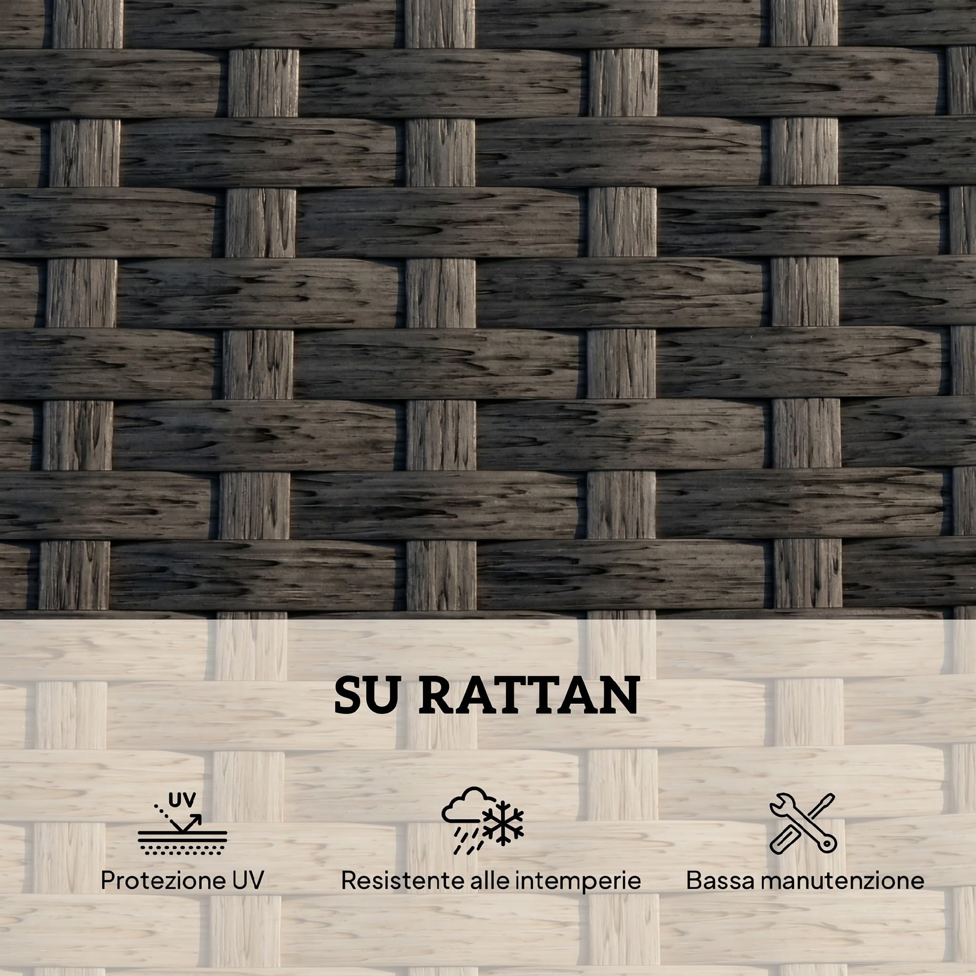 Outsunny Set di 2 Lettini Prendisole da Giardino in Rattan Grigio Scuro