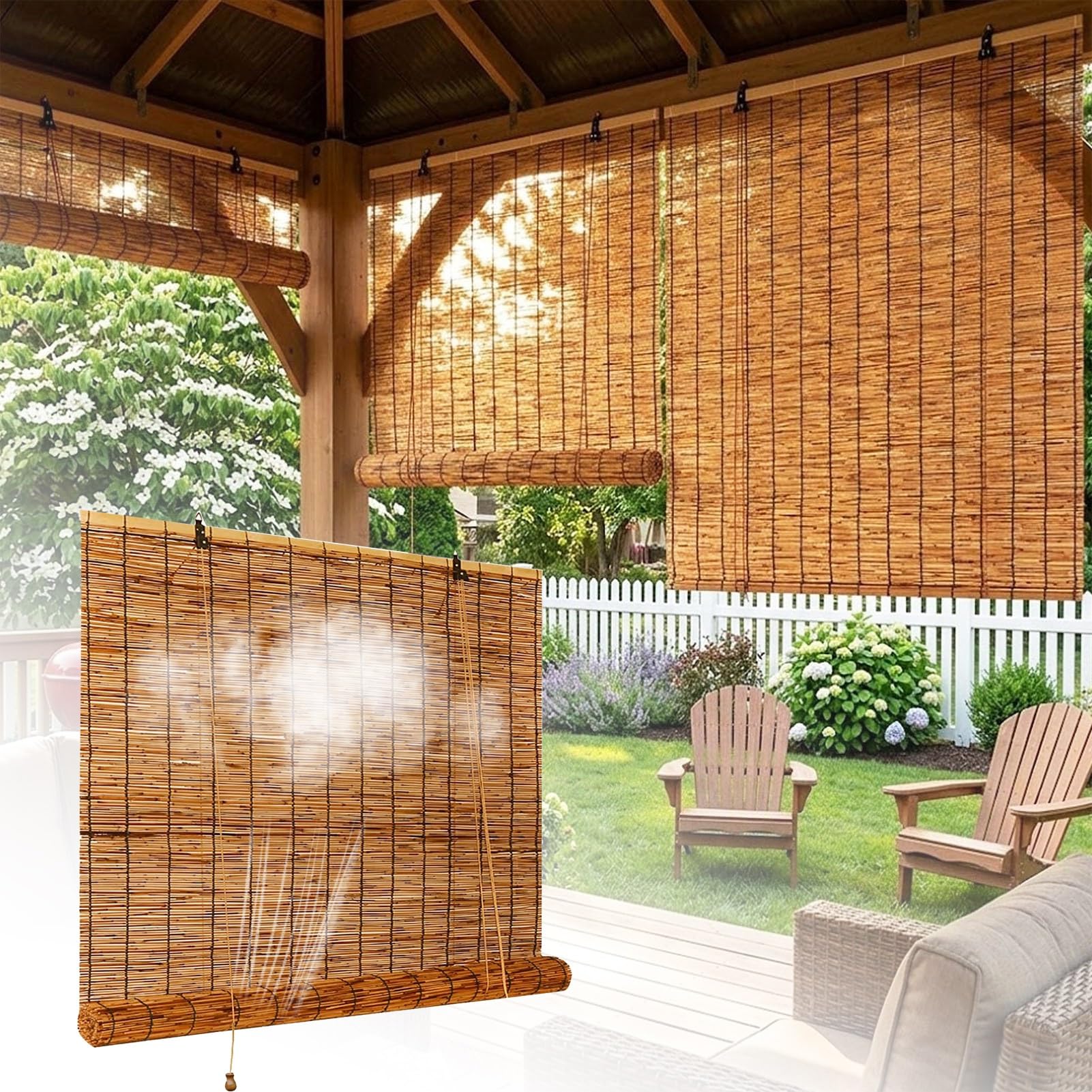 CMJYMX Retro Bamboo Roller Blinds For Windows - Light Filtering Privacy Screen - Hand-Woven Bamboo Shades 50cm 70cm 90cm 120cm 150cm Wide Roman Curtains(120x250CM/47x98IN(WxH))