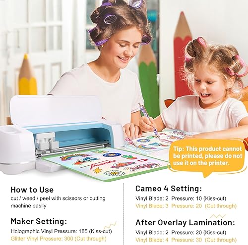 Miniatura 4 de TECKWRAP Papel adhesivo holográfico, película laminada de vinilo holográfico, laminación de superposición transparente de 8.26 x 11.69 pulgadas,