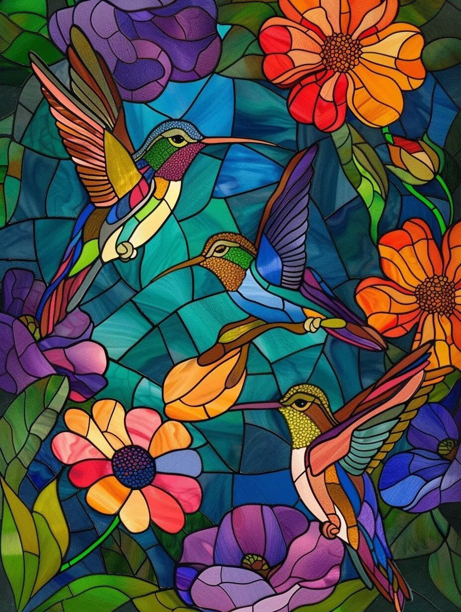 Broderie Diamant Kit Complet Oiseau Géométrique Grand Format - 8