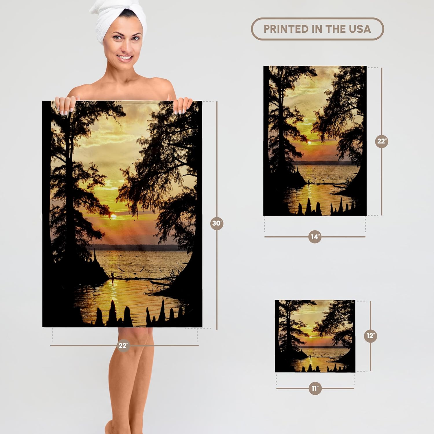 3dRose Reelfoot Lake SP, Tiptonville, Tennessee, Cypress Trees 22x30 Bath Hand Pool Towel