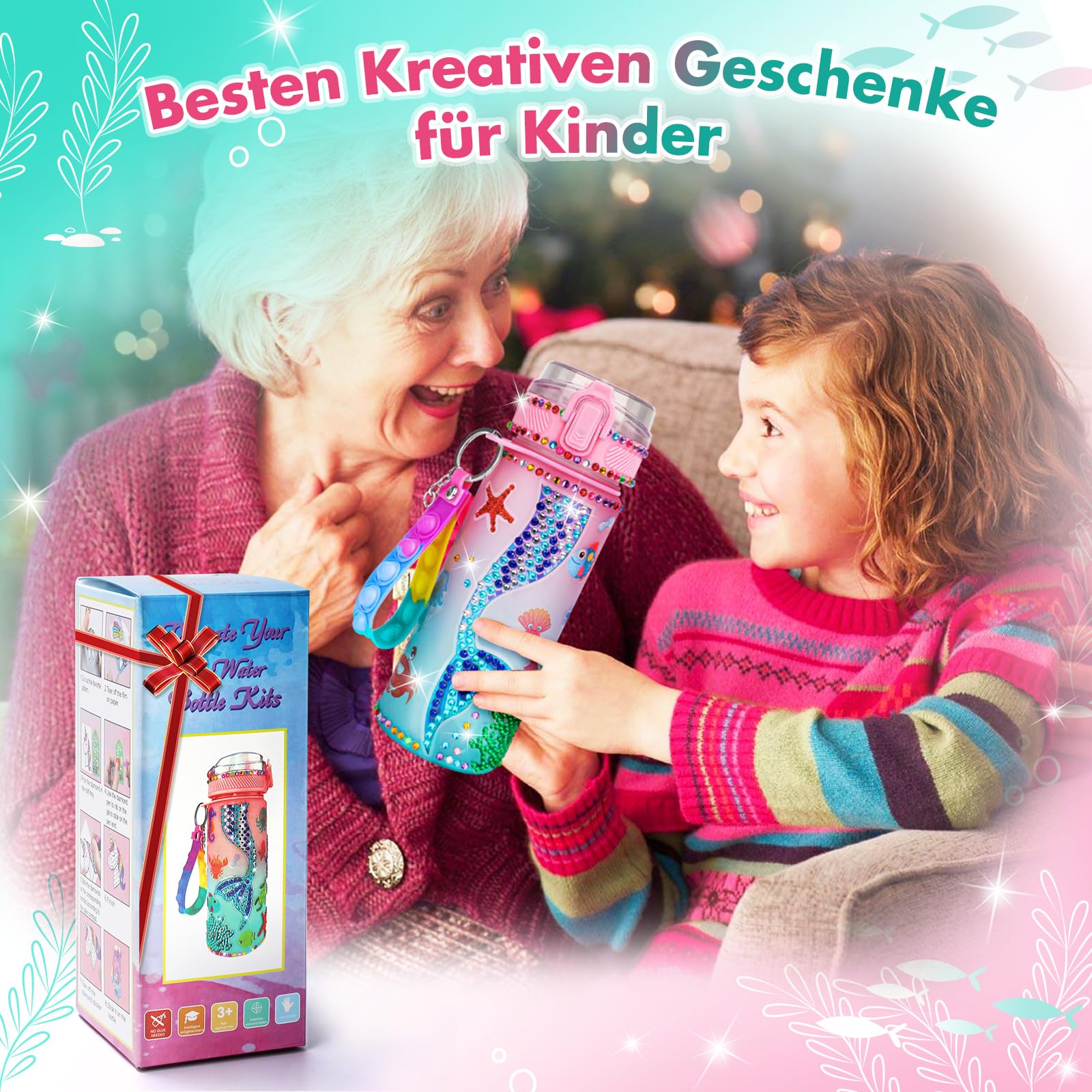 Zestaw do majsterkowania dla dziewczynek w wieku 5, 6, 7, 8, 9, 10 lat: prezent dla dziewczynek w wieku 4-12 lat, dla dzieci, majsterkowanie DIY, butelka wodna z rybką morską, zabawka od 6-8-10 lat