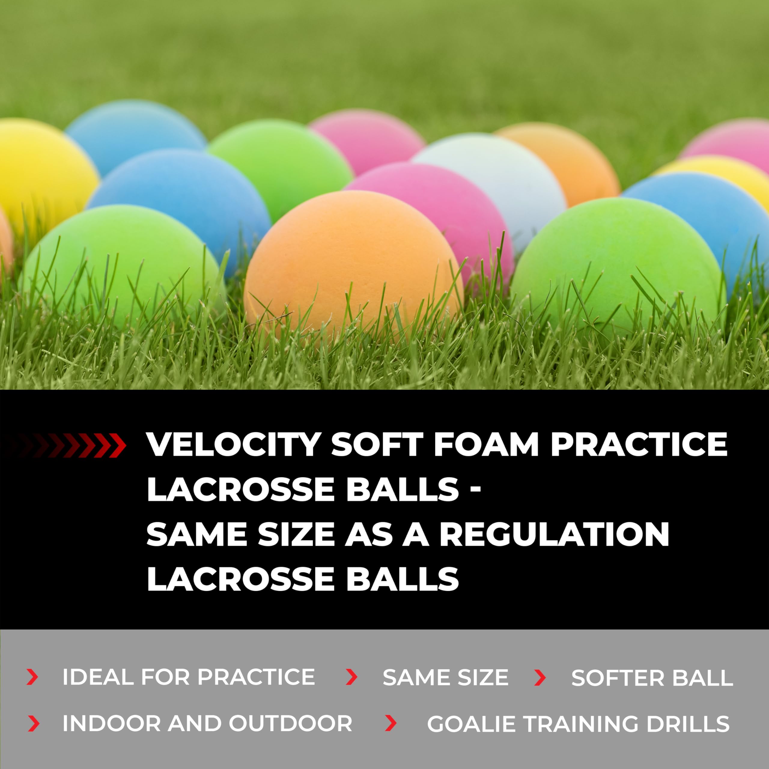 Velocity Lacrosse-Bälle aus weichem Schaumstoff, Lacrosse weiche Übungsbälle für Jugendliche, Indoor-Training, Lacrosse-Softbälle für College und High School, gleiche Größe und Gewicht wie Verordnung