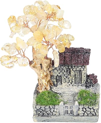 Miniatura 1 de rockcloud Mini azulejo interior árbol casa paisaje citrino cristal dinero árbol Feng Shui bonsái adorno decoración del hogar