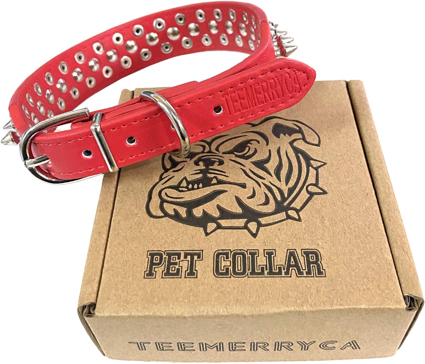 TEEMERRYCA Adjustable Microfiber Leather Spiked Studded Dog Collars with a Squeak Ball Gift for Small Medium Large Pets Like Cats/Pit Bull/Bulldog/Pugs/Husky, Black, S 10.8-13.2 inches : Pet Supplies