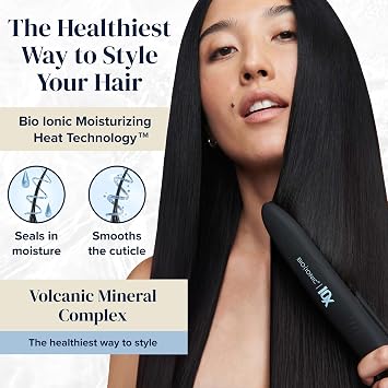 Bio Ionic 10X Styling Iron, 1 Hair Straightener with Moisturizing Heat Technology, Flat Iron for 10-Minute Styling, Hair Straightener and Curler, Soft Amethyst