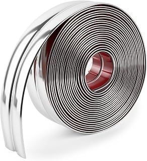 Multifunctional Wall Molding Trim, Peel and Stick Caulk Strip for Table Edge Door Frame Baseboard, Decorative Molding Trim for Inside Outside Corners, Shiny Silver, 18ft x 1.6in