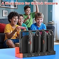 Vista 7 de Cargador para Switch 2: base de carga Joycon 1/2, carga rápida 8 en 1, estación de carga magnética inalámbrica portátil de doble dirección
