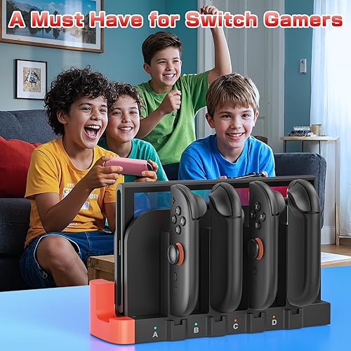 Miniatura 7 de Cargador para Switch 2: base de carga Joycon 1/2, carga rápida 8 en 1, estación de carga magnética inalámbrica portátil de doble dirección, Negro
