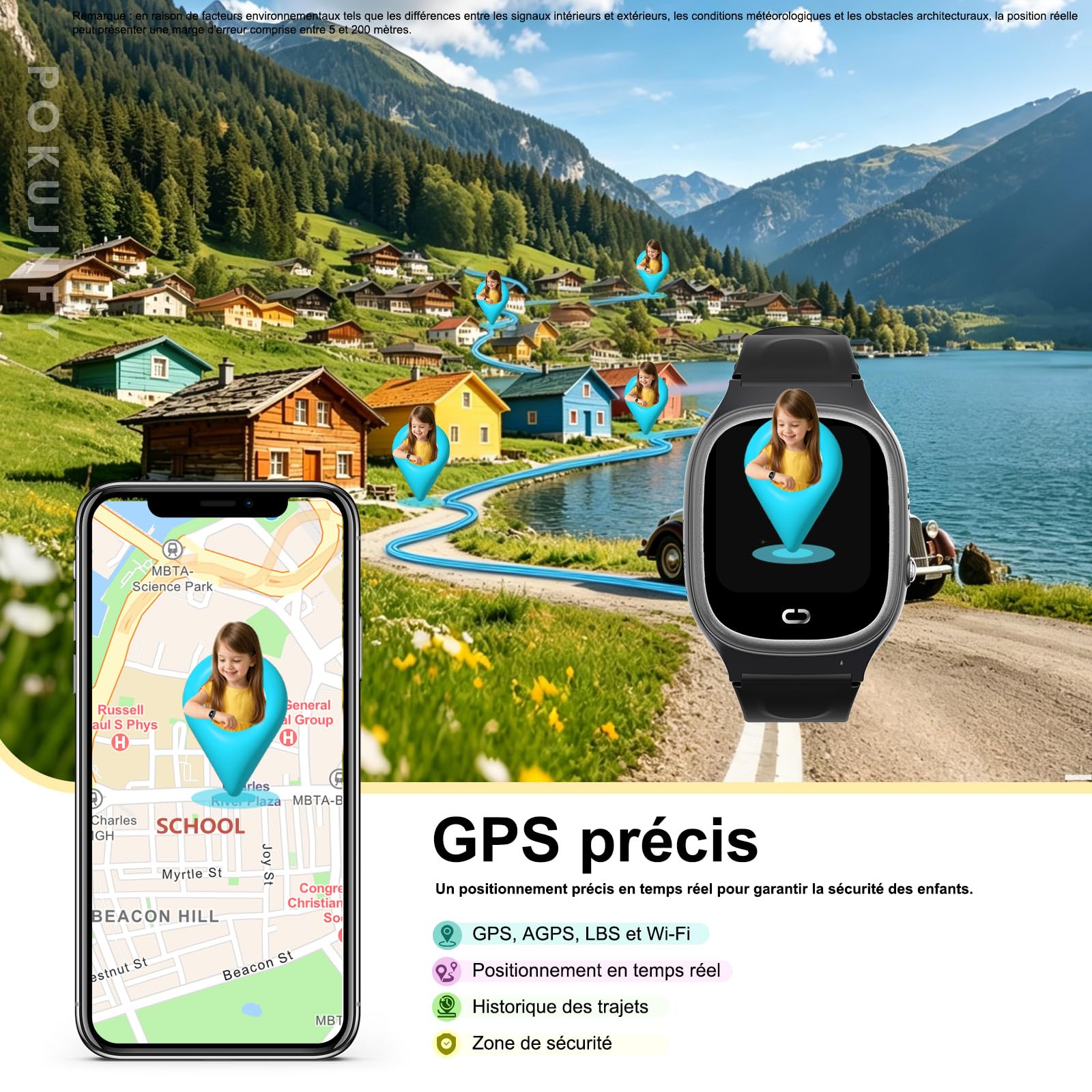 Montre Connectée Enfant GPS Appels Téléphoniques Chat SOS | Contacts Réveil Jeu IP68 Étanche Mode Classe Numérique Montre Enfant Garçons Filles Anniversaire Cadeaux