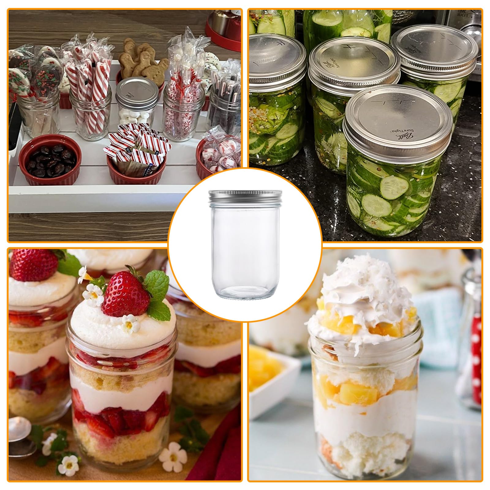 18 Stück Einmachgläser mit Schraubdeckel 500ml/17oz Mason Jar Einmachgläser mit Deckel für Marmelade, Honig, Joghurt, Gurken und Overnight Oats Gläser