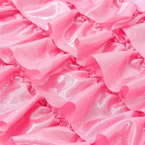 Miniatura 7 de Aimuan Juego de ropa de cama rosa para niños pequeños, juego de edredón de cascada con volantes texturizados, estilo shabby chic, suave, juego de