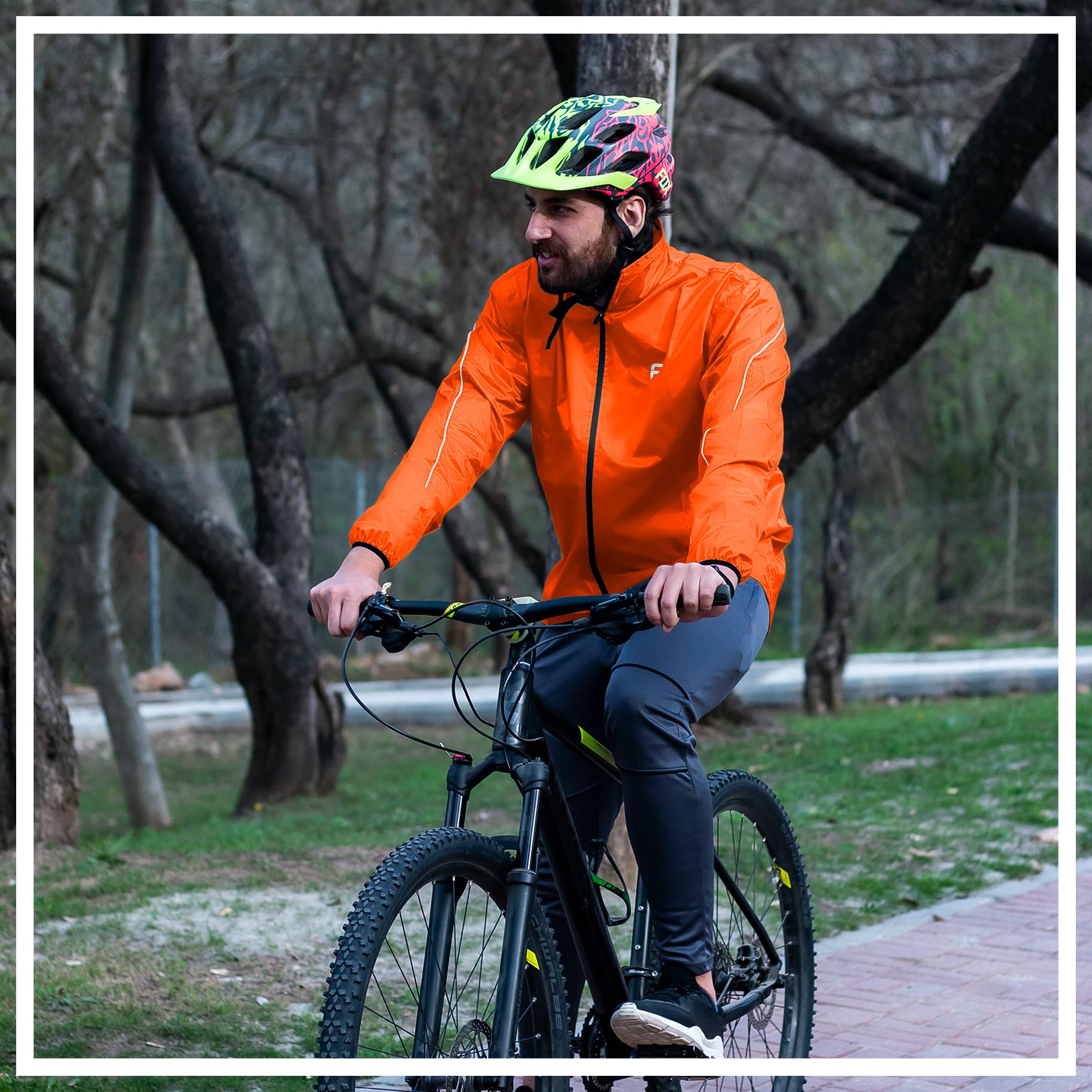 FT Fashion Track Veste de pluie imperméable pour homme, haute visibilité, légère, coupe-vent et réfléchissante avec poche arrière