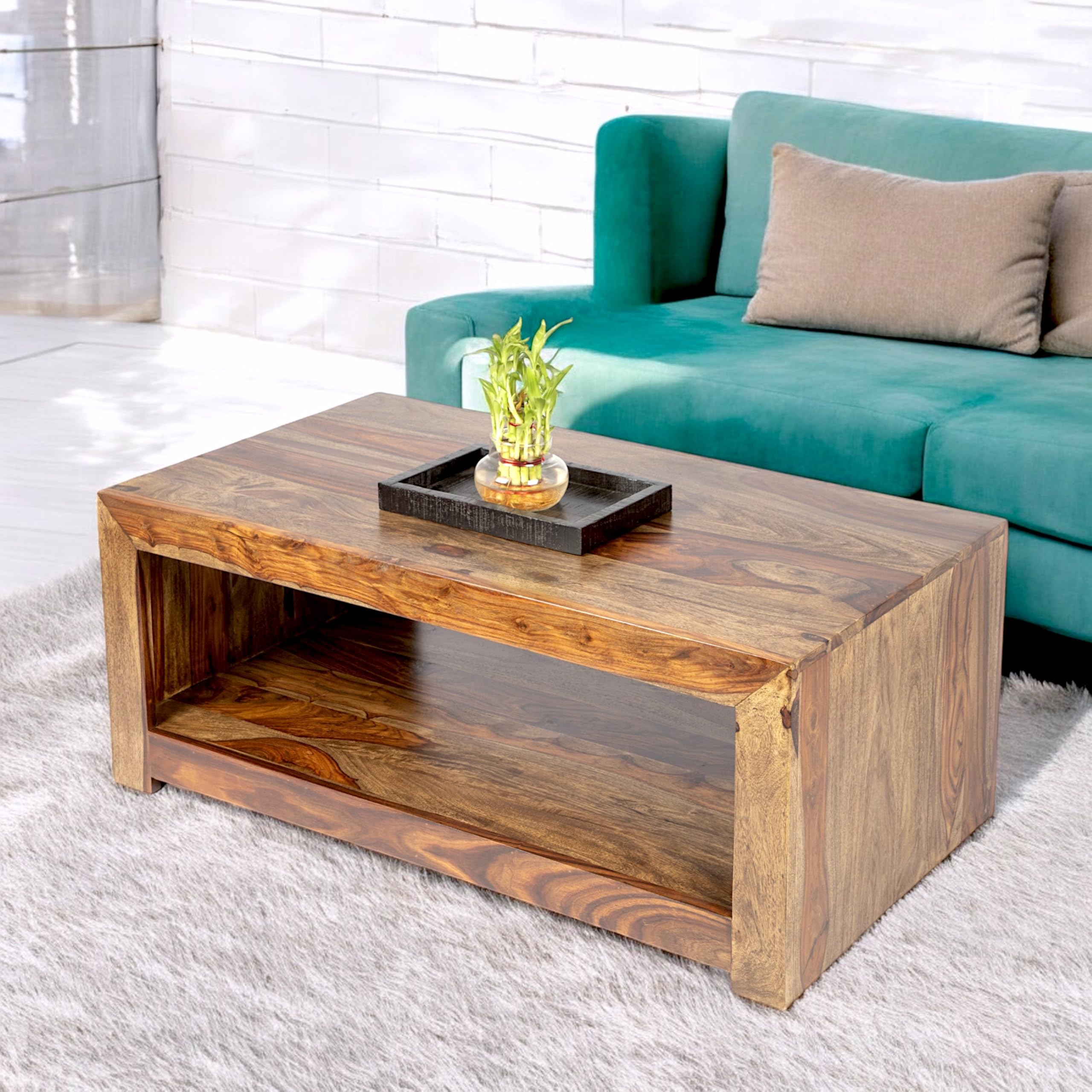 Ikiriya Kassel Sheesham Wood Coffee Table in Teak Finish (1 Yr. Warranty)