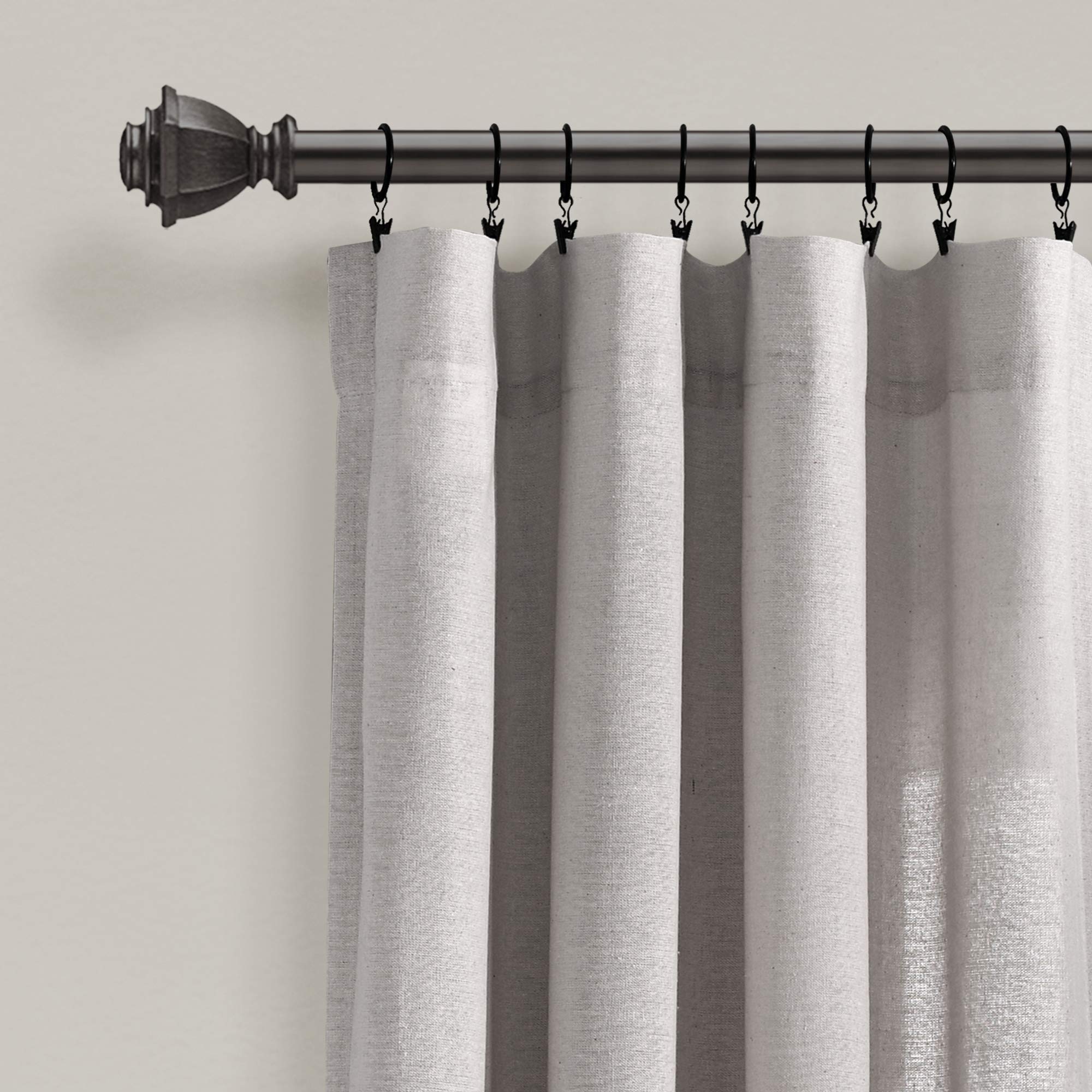 Lush Decor Linen Button Window Curtain Panel, Single Panel, Modern Farmhouse Curtain - Image 2