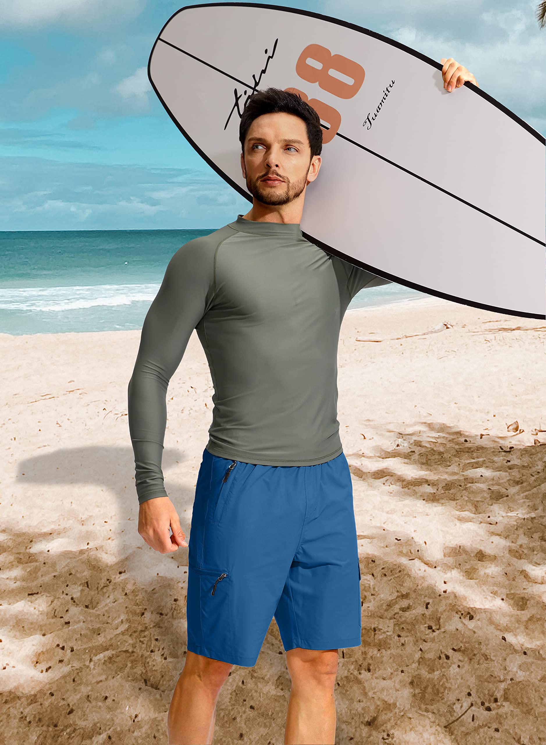 Kayrth Costume da bagno da uomo Quick Dry Board Shorts con 5 tasche Costumi da bagno da uomo - No Mesh Liner, Blu scuro, XXX-Large