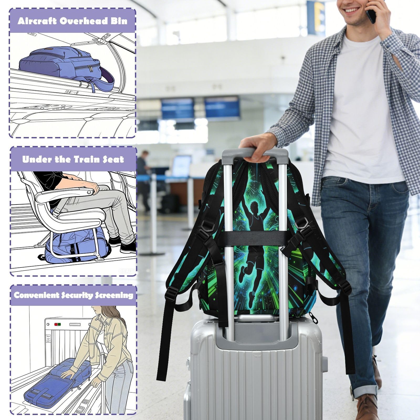 Plecak roboczy Torba na laptopa 15,6 cala do samolotów 20 l | Stylowa torba do szkoły koszykarza dzieci koszykówka torba na laptopa 15,6 cala dla mężczyzn praca bolso para viaje 20 l