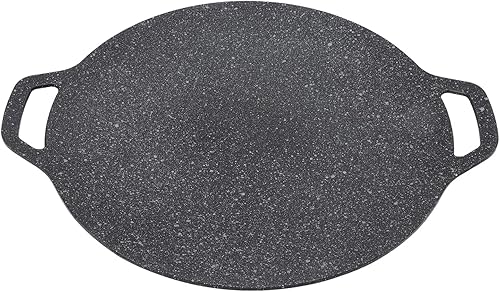 Sartén para hornear de hierro fundido de 13.0 pulgadas, sartén redonda antiadherente para pizza con asas, larga duración, calentamiento uniforme,