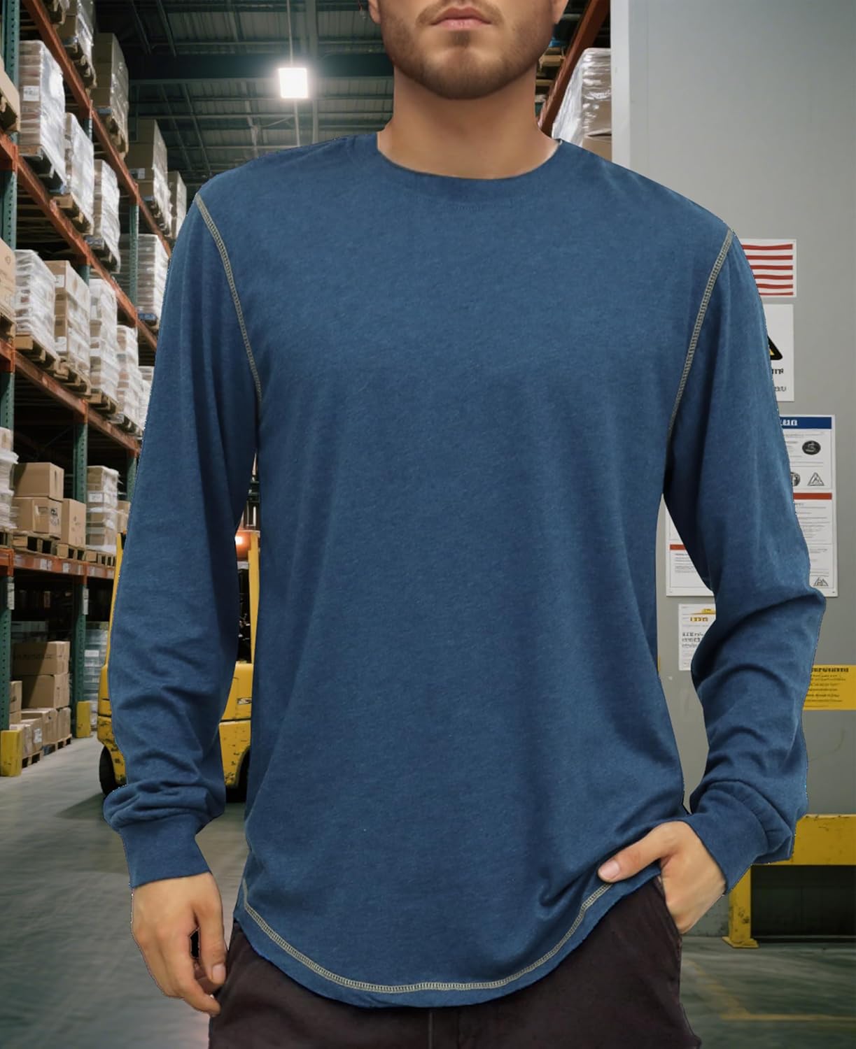 TICOMELA FR Shirts for Men 4oz Lightweight Flame Resistant Crewneck T-Shirts 100% Cotton Fire Retardant Henley Shirts - Image 4