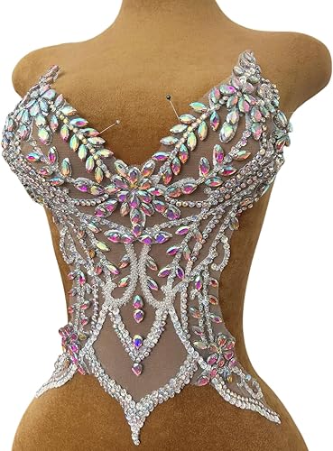 Miniatura 2 de Parches de encaje con cuentas a mano, disfraces, apliques con cristales de diamantes de imitación para manualidades, protege bodas, fiestas de