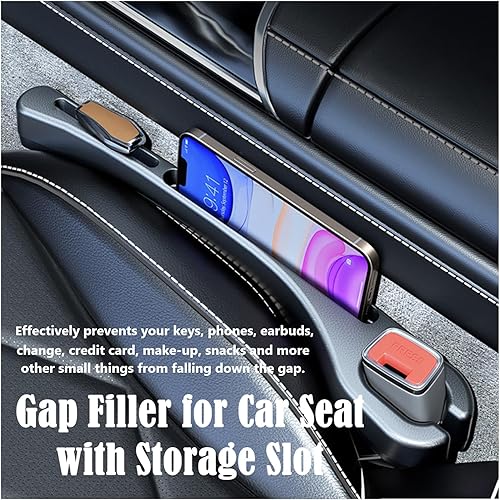 Miniatura 2 de Paquete de 2 fundas para asiento de automóvil con agujeros para cinturón de seguridad, bloqueadores de grietas automáticos, 2 piezas de espacio