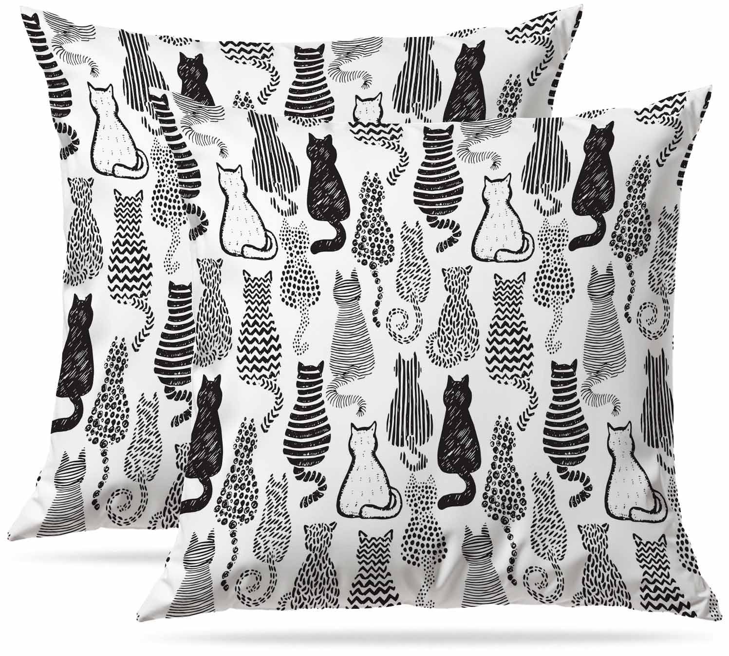 Zovinex Cats Set Of 2 Pack Cushion Covers Soft Short Plush Throw Pillow Cover Home Pillow Case Pillowcases For Tent Park Bed Sofa Chair Bedroom Decorative Balcony 45X45cm 18X18inch