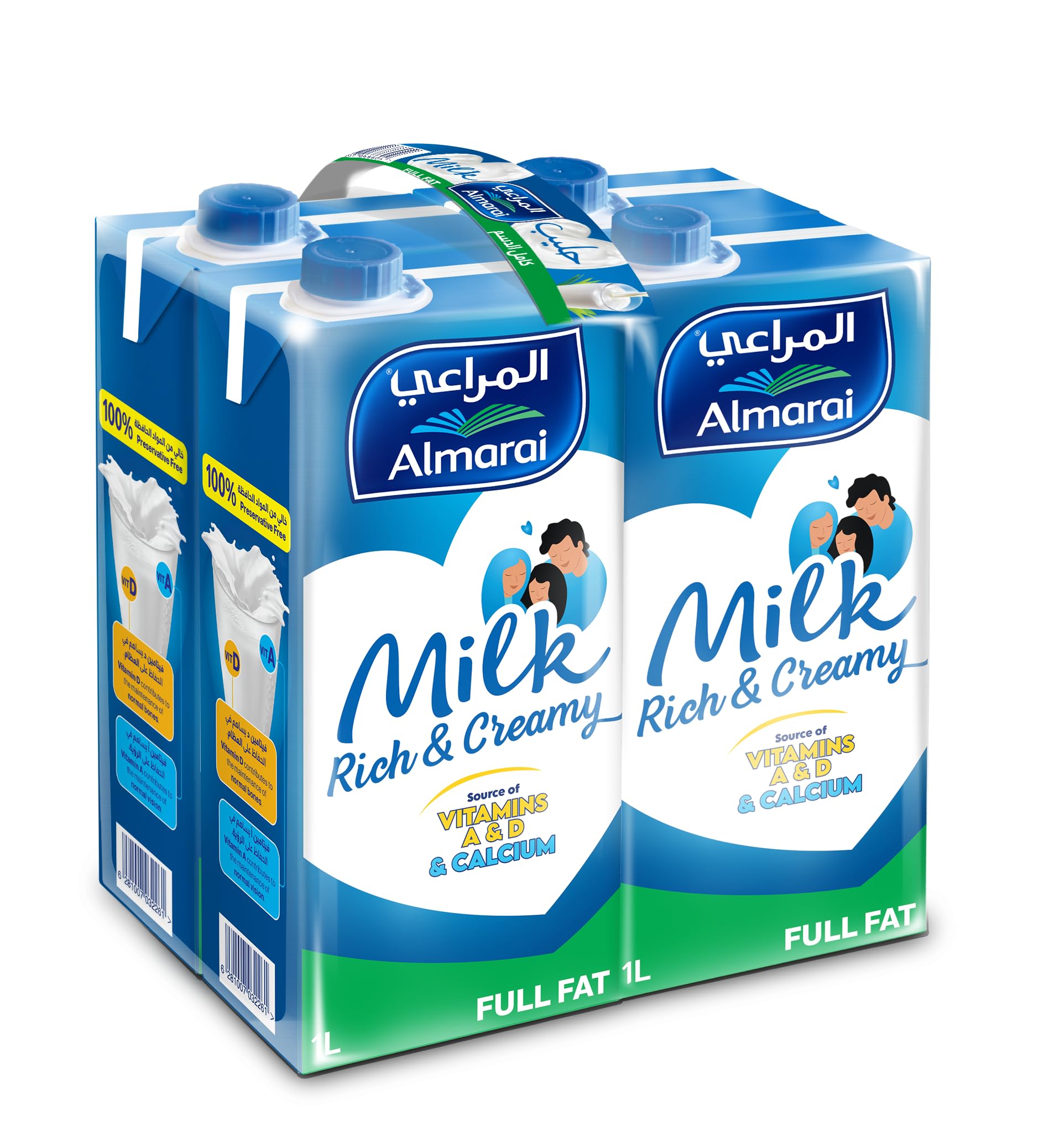 Almarai Full Fat Milk Screwcap With Vitamin, 4 x 1 Liter