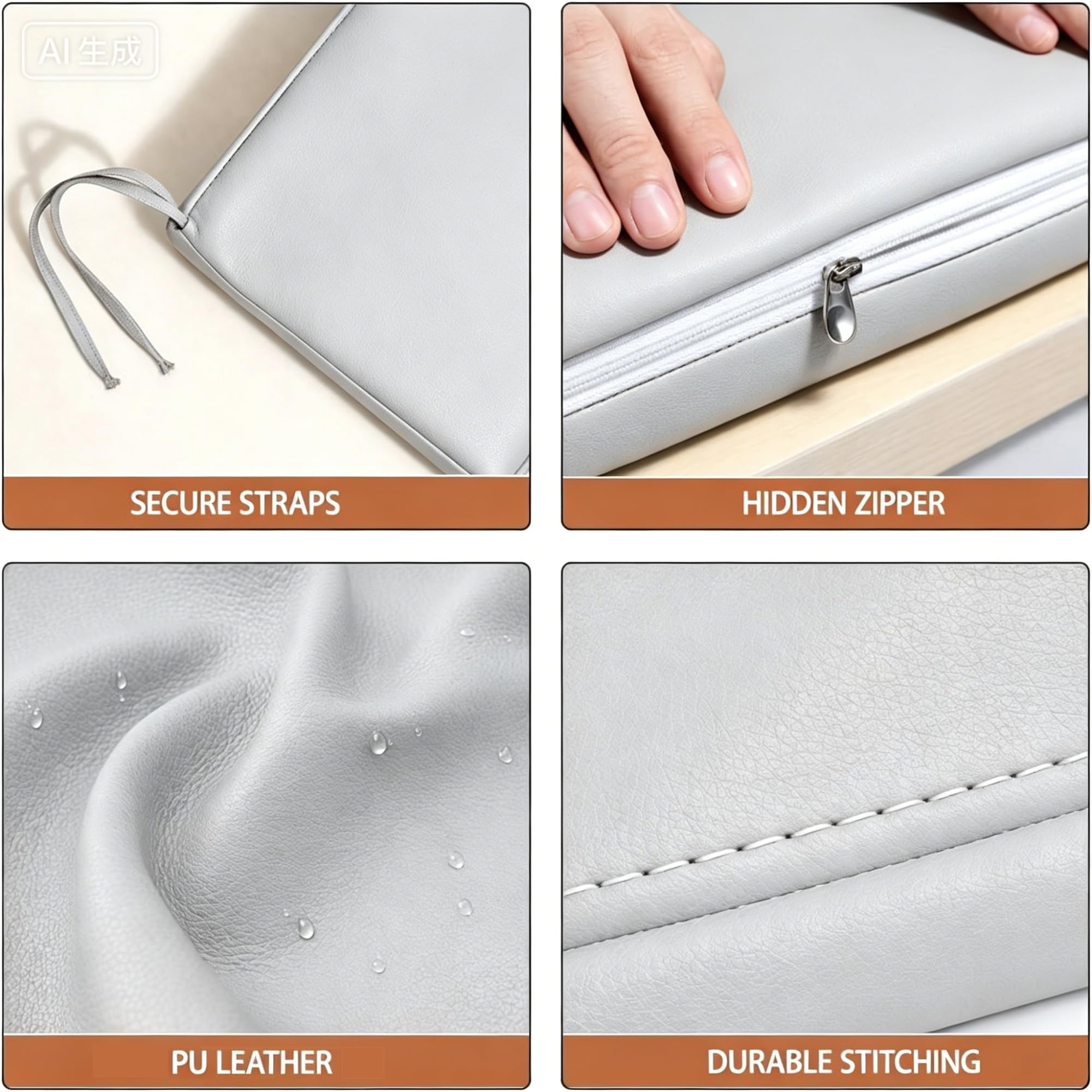 Funda de Cojín Repuesto para Banco,Cuero Sintético Impermeable,Antideslizante,Funda de Cojín Lavable y Desmontable, para Interiores Y Exteriores Silla De Banco Comedor Cocina(Café,160x50x5cm)