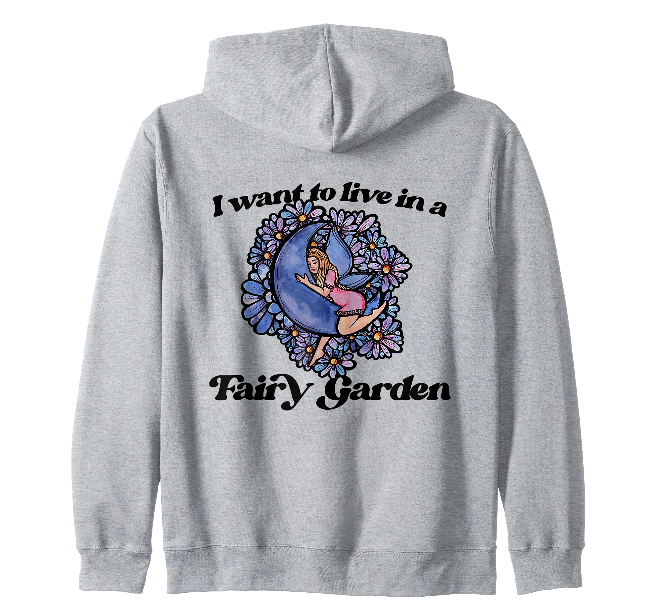 Garden Fairy Faerie Garden Zip Hoodie, Grey, S