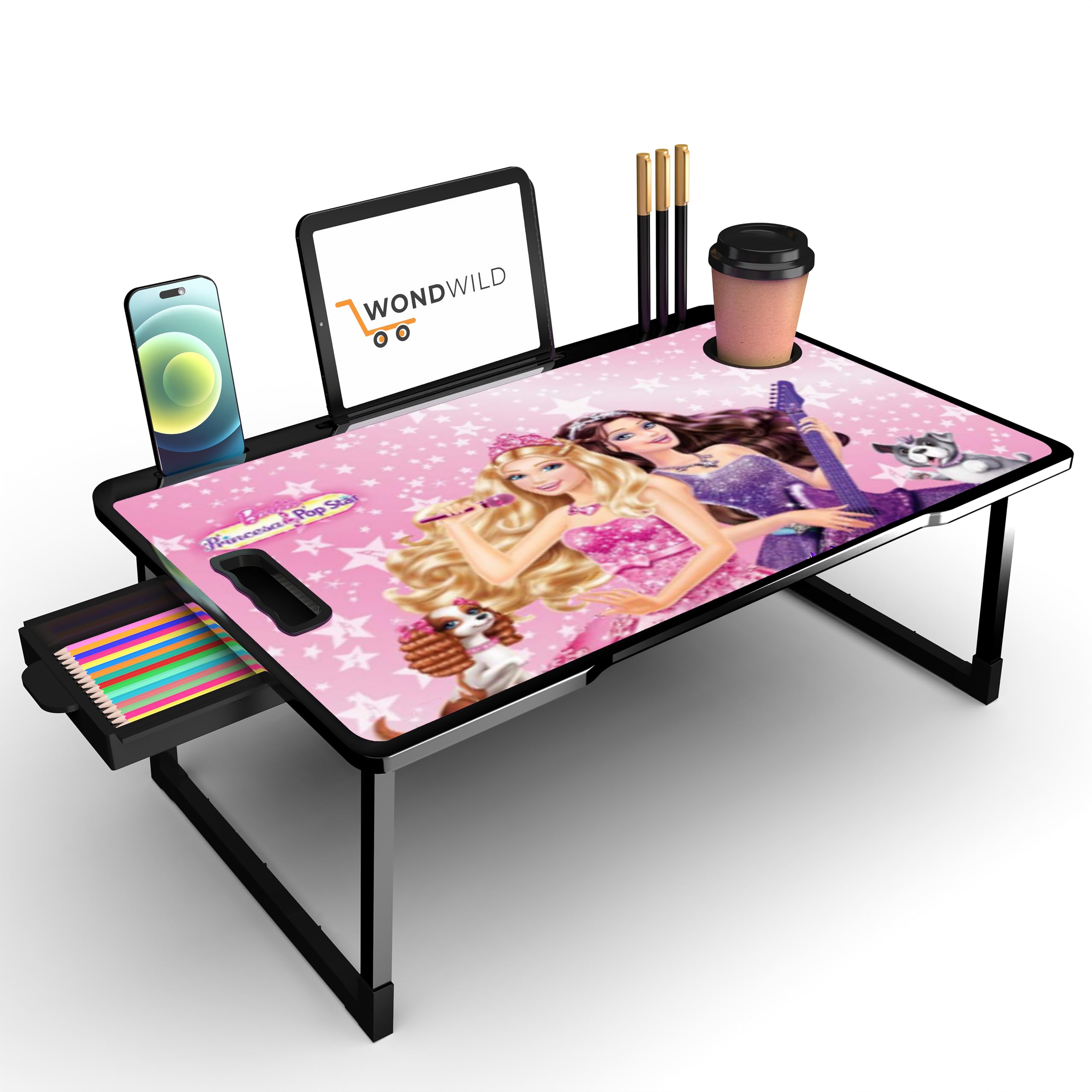 WONDWILD Office Study Table/Bed Table/Foldable and Portable Wooden/Writing Desk for Office/Home/School (B_COTTED<>Barbie) (B0CM25DKH8) Amazon Price History, Amazon Price Tracker