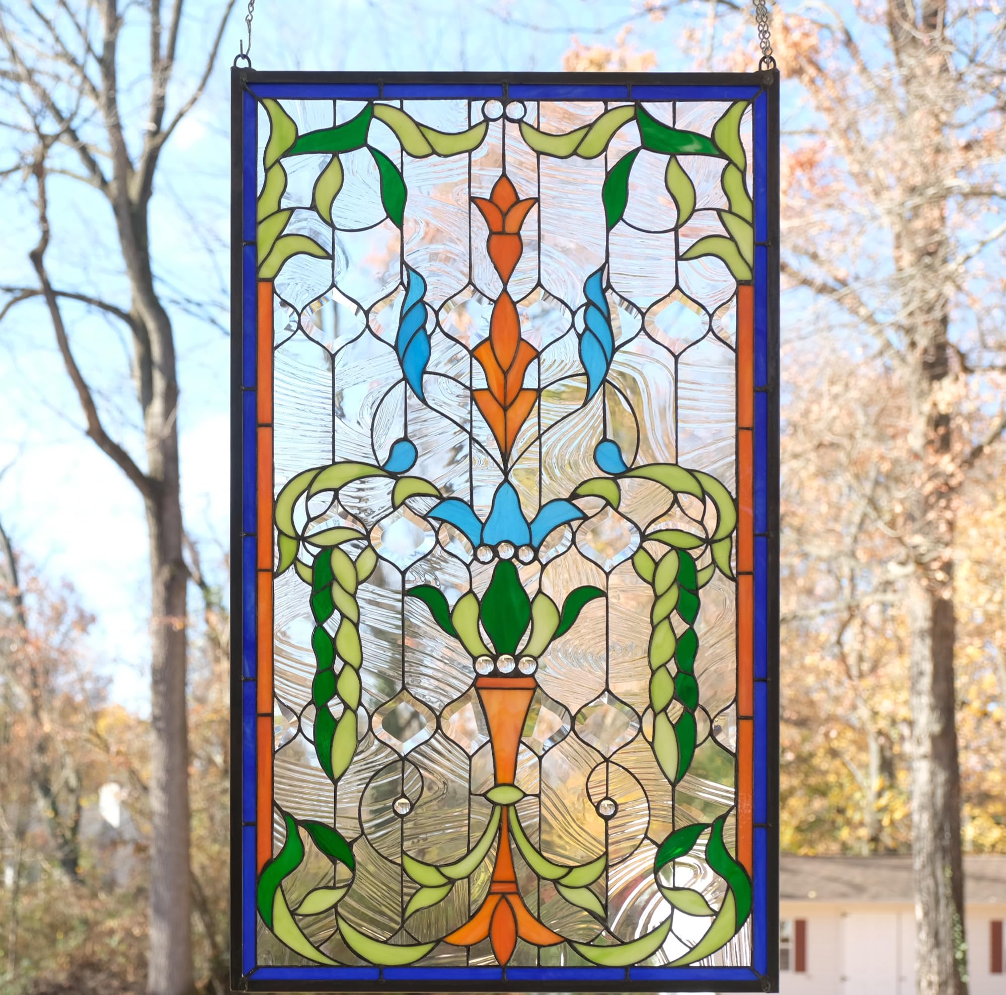 Amazon.com: Handcrafted Hanging Jeweled Stained Glass Window Panel