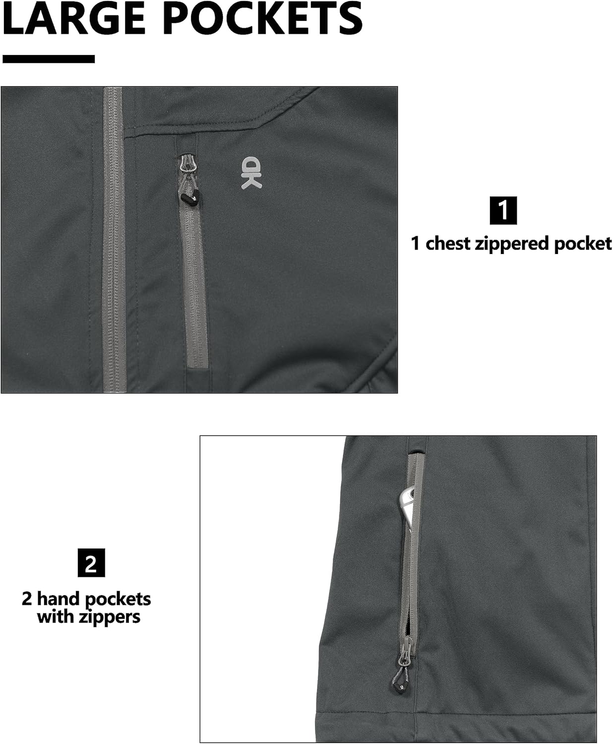 Little Donkey Andy Men's Lightweight Softshell Vest Windproof Sleeveless Jacket for Travel Hiking Running Golf