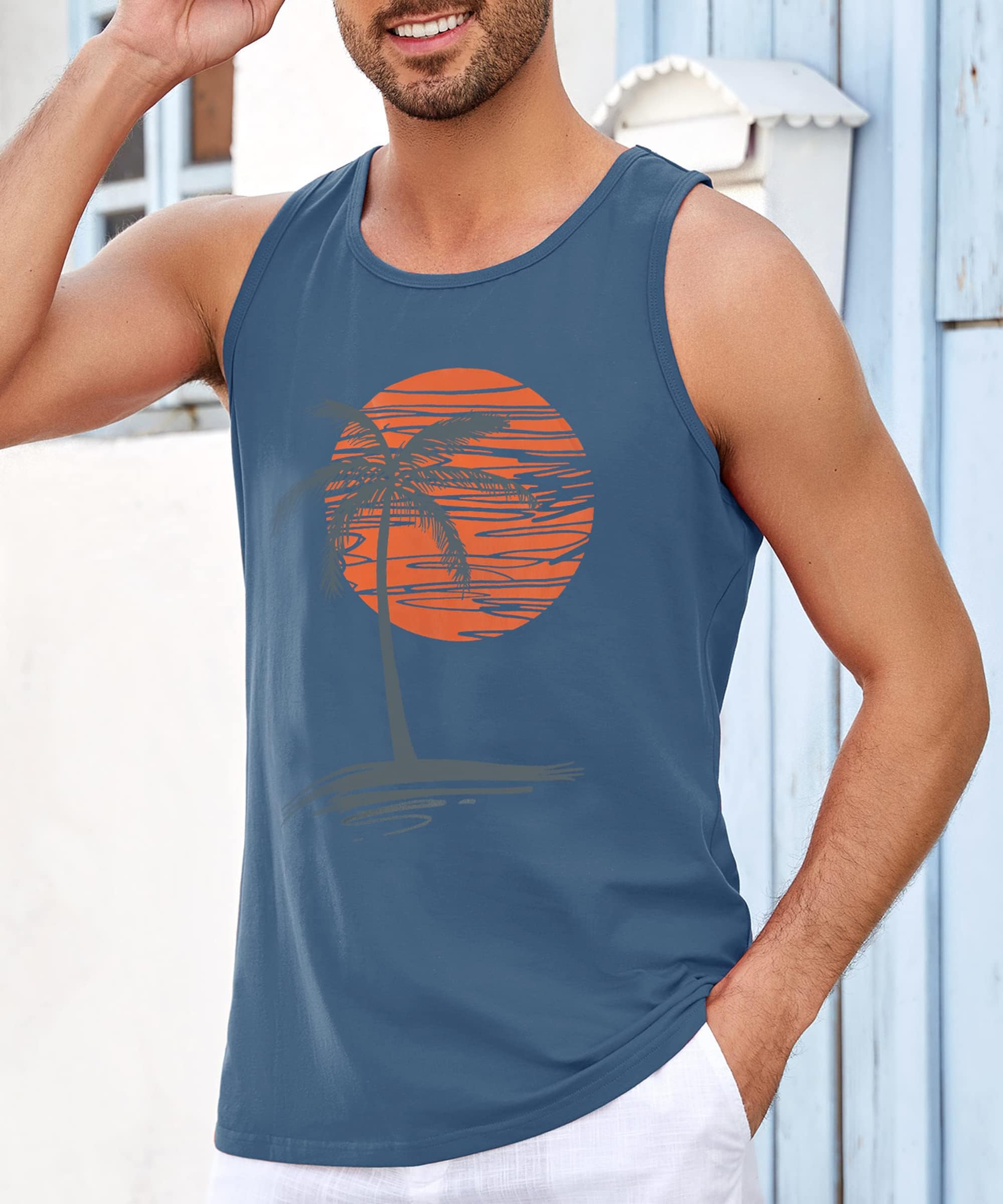 Runcati Canottiera da uomo, senza maniche, per sport, fitness, palestra, allenamento, in cotone, traspirante, per bodybuilding