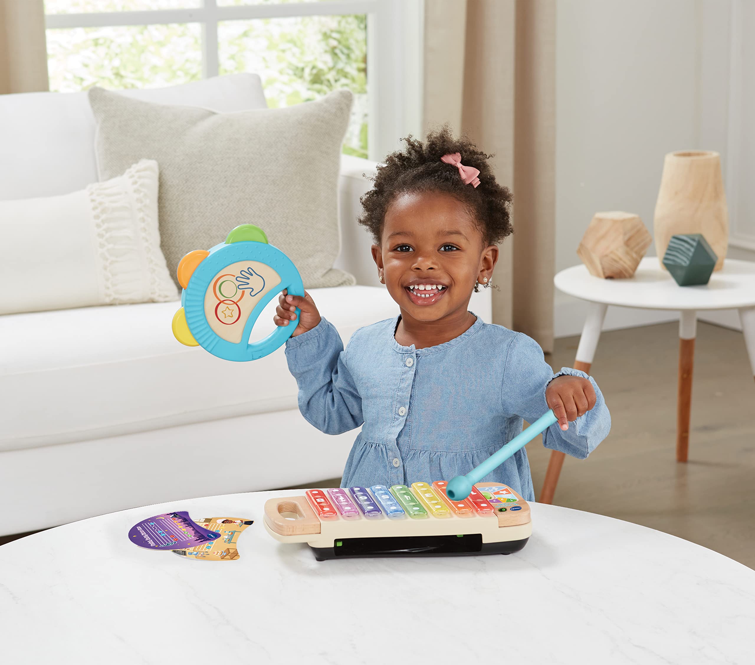 VTech Holz-Xylofon mit Tamburin - Interaktives Musikspielzeug ab 1,5 Jahren