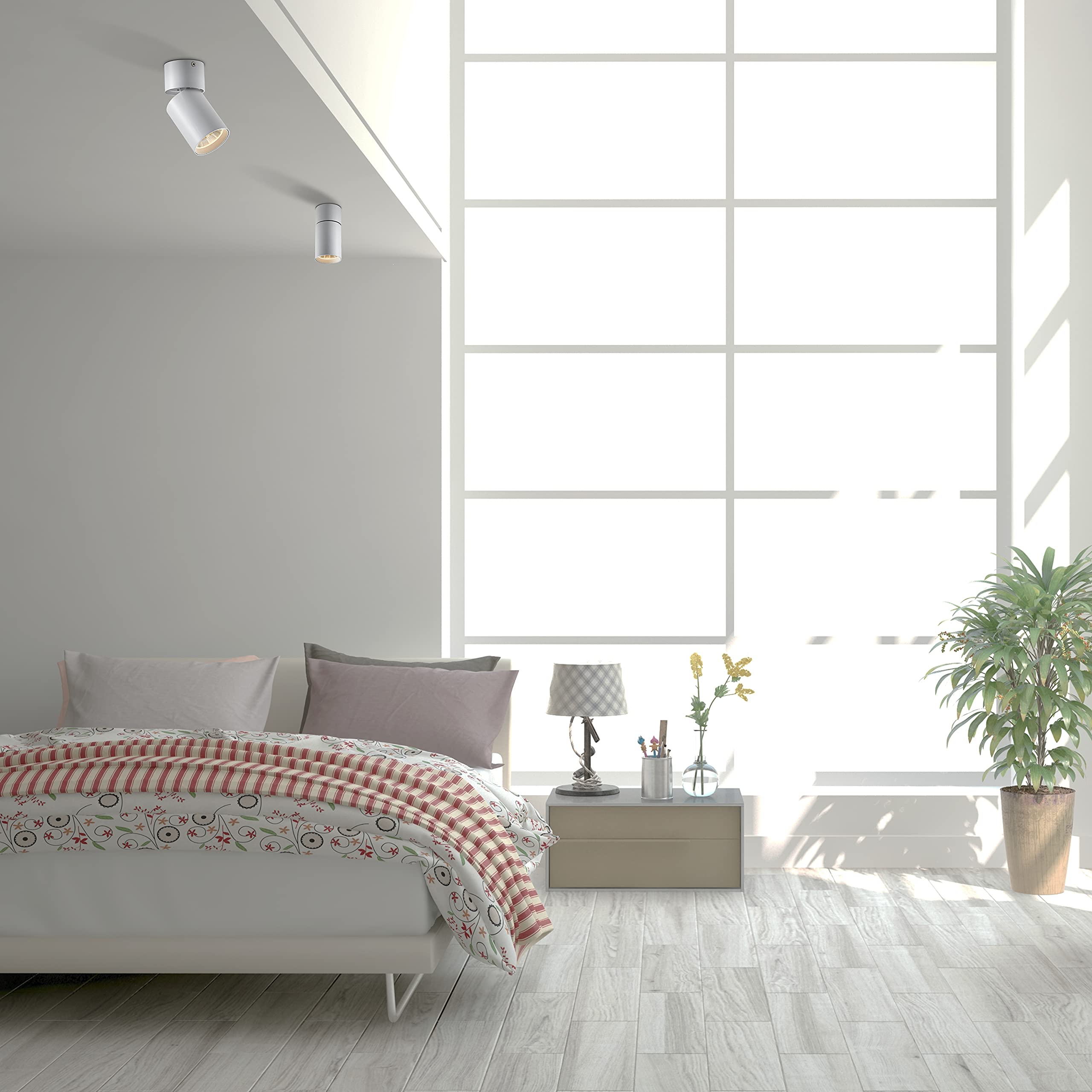 Foco de techo Giratorio 9W Lámparas montadas en superficie Módulos LED Focos de pared 920 lúmenes 3000K para sala de estar Dormitorio Oficina Cocina, paquete de 4