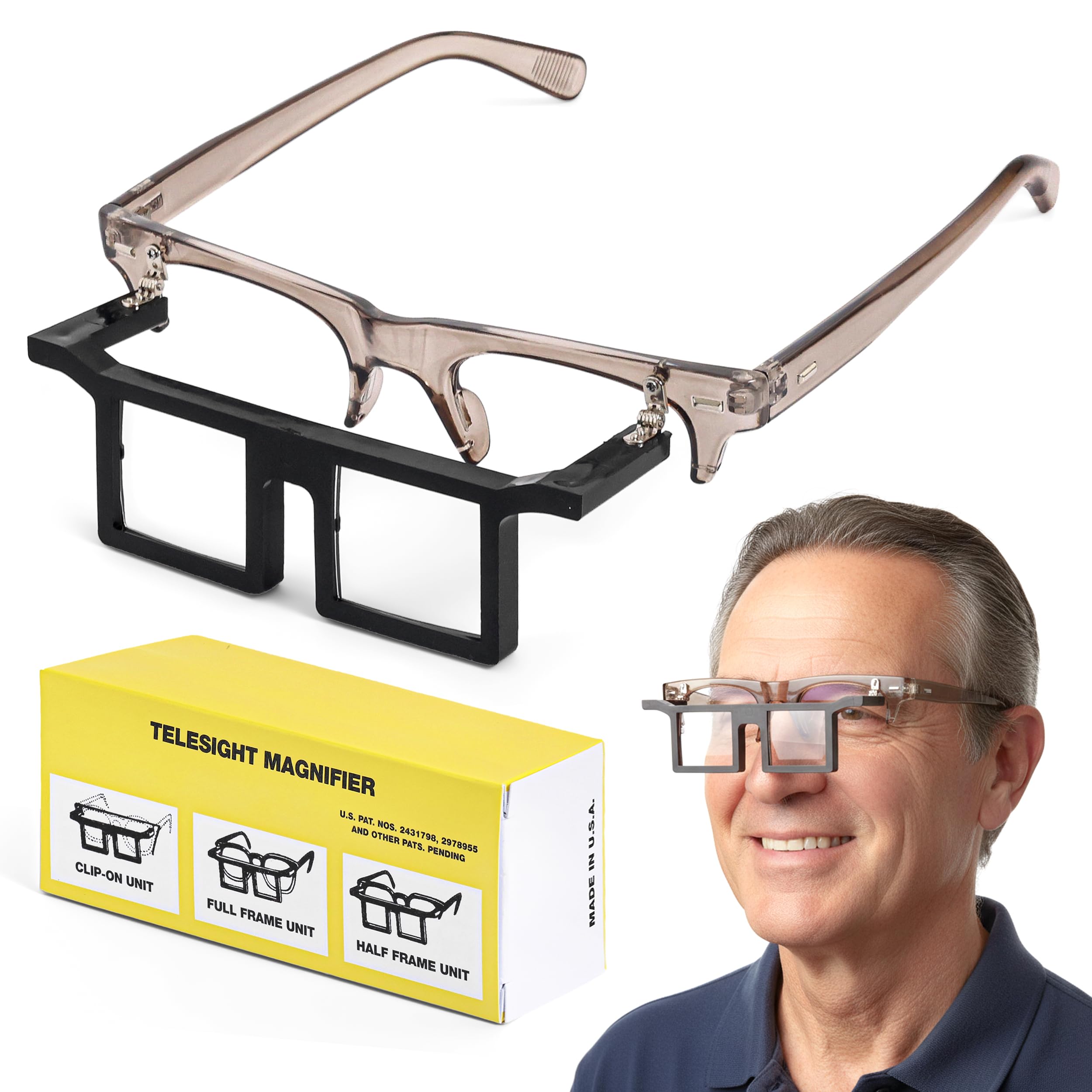 Telesight Halbrahmen # 44 Juwelierbrille, Lupe, Headset, leicht, erhältlich in 3 Stärken, Kopfbandlupe, perfekte Juwelier-Visionbrille und Wimpernlupe – Schwarz