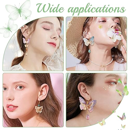 Miniatura 6 de SUNNYCLUE 1 caja de bricolaje 10 pares de dijes de alas de mariposa de filigrana de mariposas, aretes de fabricación de aretes, kits de iniciación