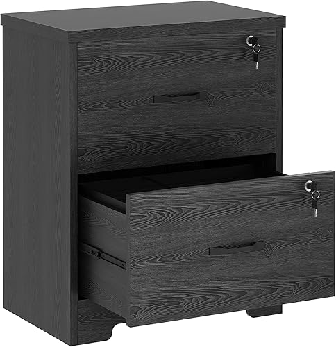 Tcpuolr Archivador de 2 cajones archivador con cerradura armario de almacenamiento debajo del escritorio archivador lateral de madera con mecanismo