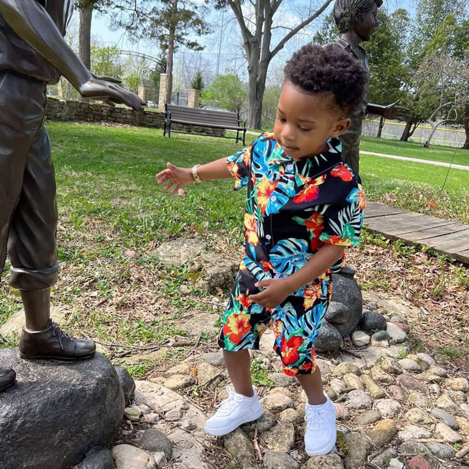 HINTINA Toddler Infant Baby Boy Shorts Set Hawaiian Outfits Short Sleeve leaf Floral Flower Shirt Summer Clothes Set Suit - Image 4