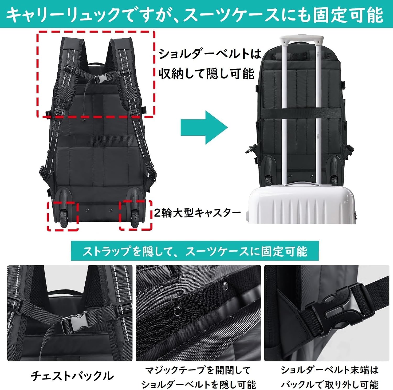 [OPOALO] キャリー リュック 真空圧縮 キャリーバッグ 電動ポンプ付き 17インチPC対応 エア真空 3way キャリーオン