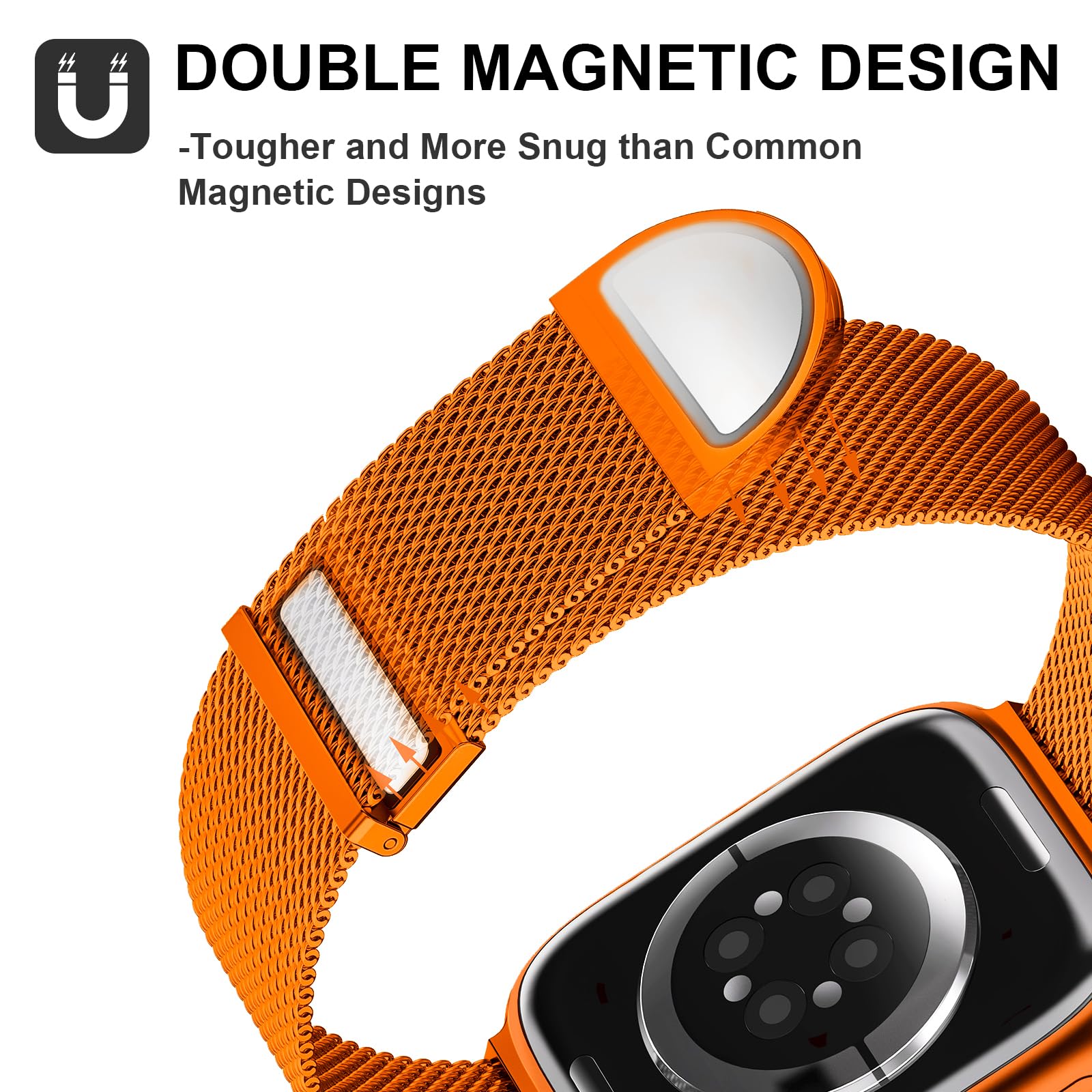 Higgs Cinturini Compatibile con Cinturino Apple Watch 40mm 38mm 41mm per Donna e Uomo, Cinturino Magnetiche Regolabili Doppie per iWatch Series SE(Second) 9 8 7 6 5 4 3 2 1, Liscio Maglia Milanese