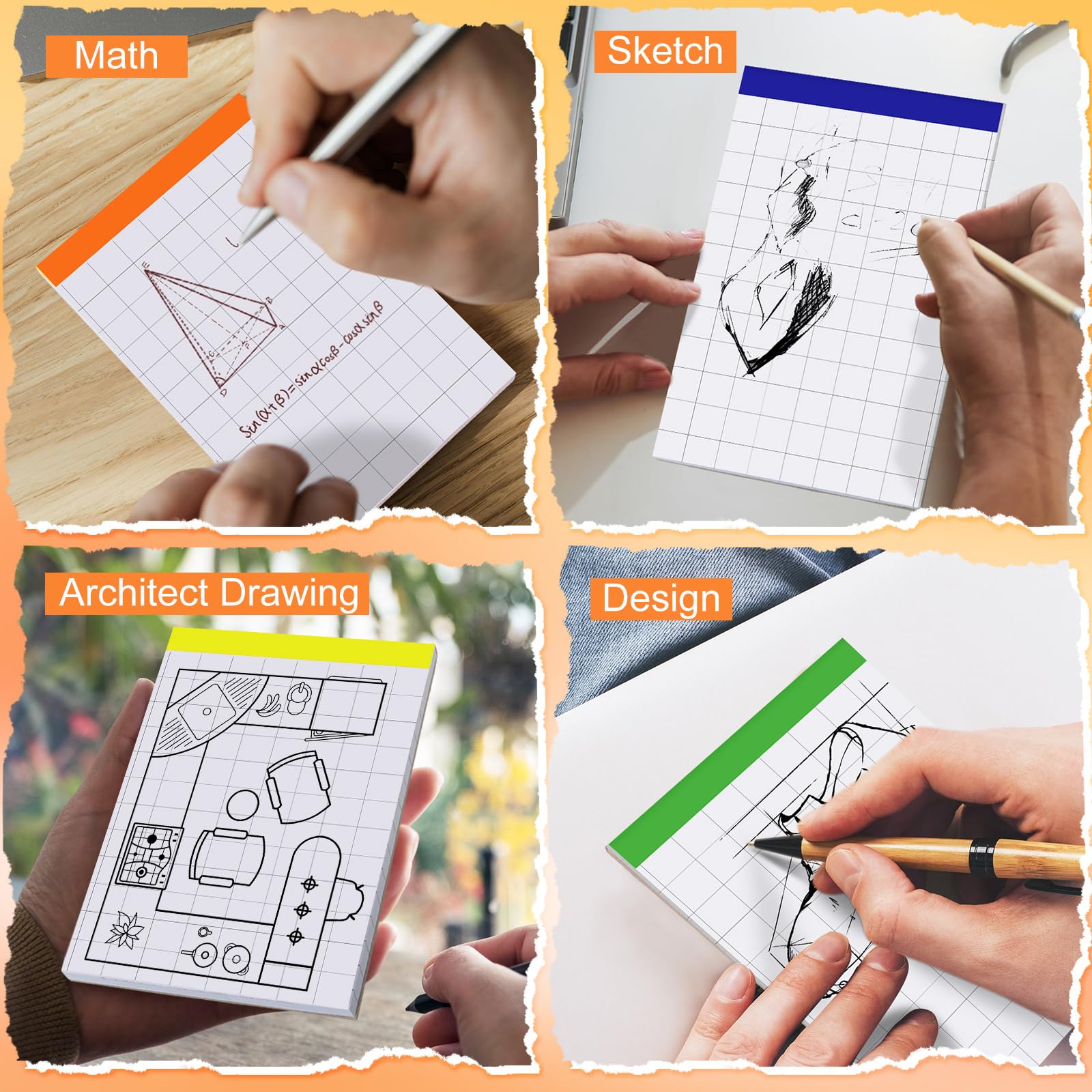 Graph. Note Pads Snapklik.com : Tenceur 8 Pack Grid Paper Pad 4 X 6 Inch Graph Paper Pad ...
