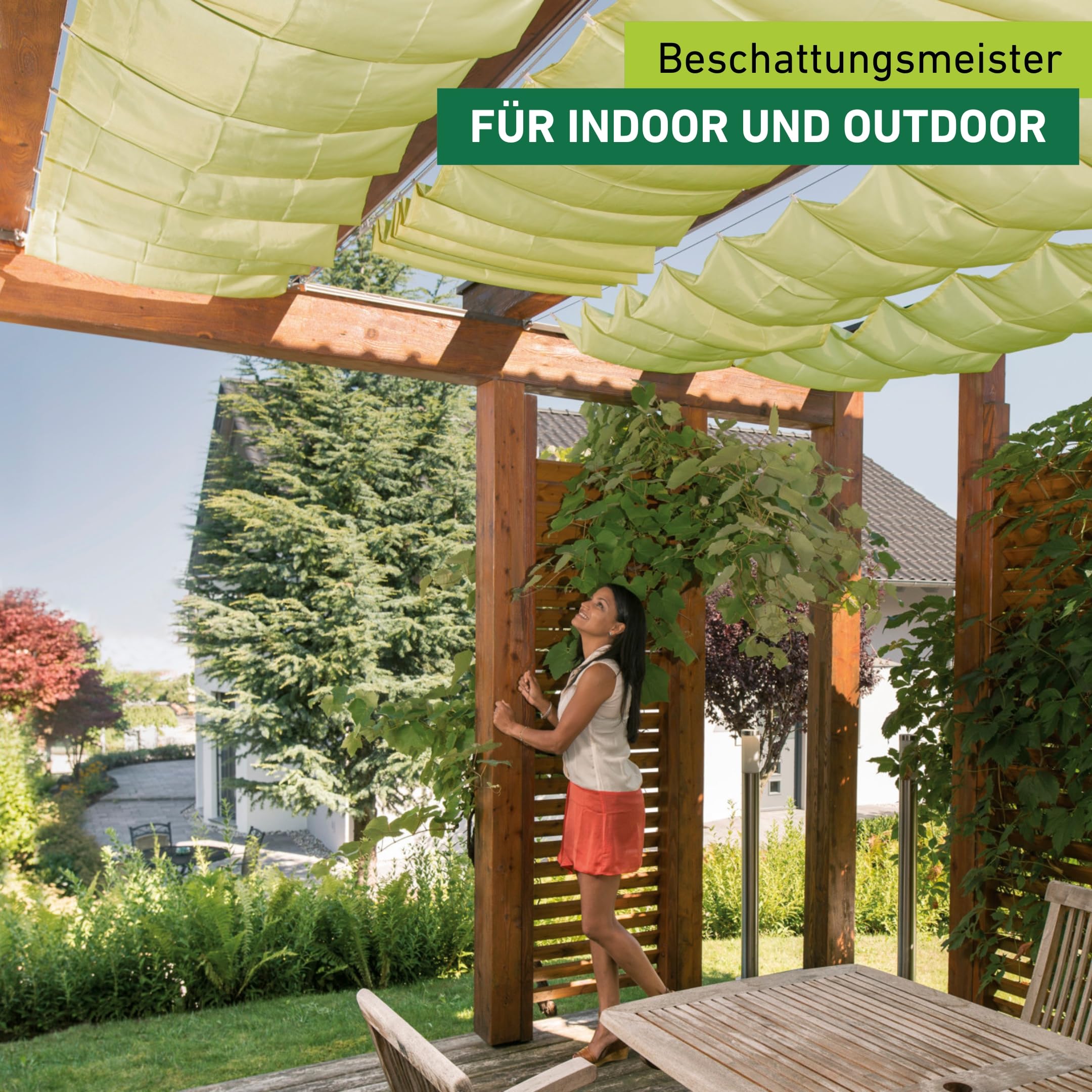 Amazon.de: Windhager Sonnensegel fr Seilspanntechnik Komplett-Set inkl.  Sonnen-Segel 270 x 140 cm, ideal fr Pergola oder Wintergarten fr idealen  Sonnenschutz, Apfelgrn