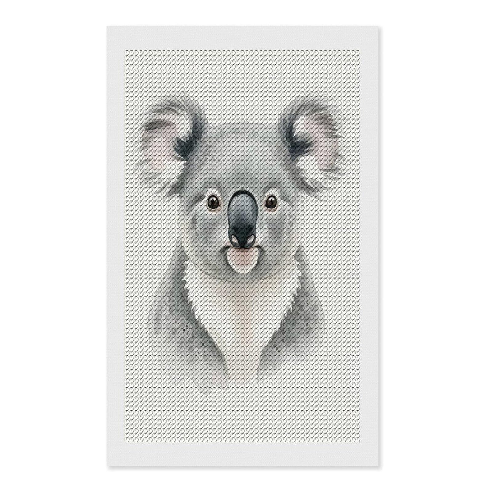 Junmoney Watercolor Koala Portrait Diamond Painting Canvas Set 12"x20", for Women, Mindful Craft Activity, Cosy Home Accent, Festive Craft Gift