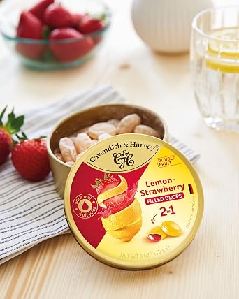Cavendish & Harvey Double Fruit Drops Strawberry Filled Lemon: Liquid strawberry filled lemon drops (1 x 175g)