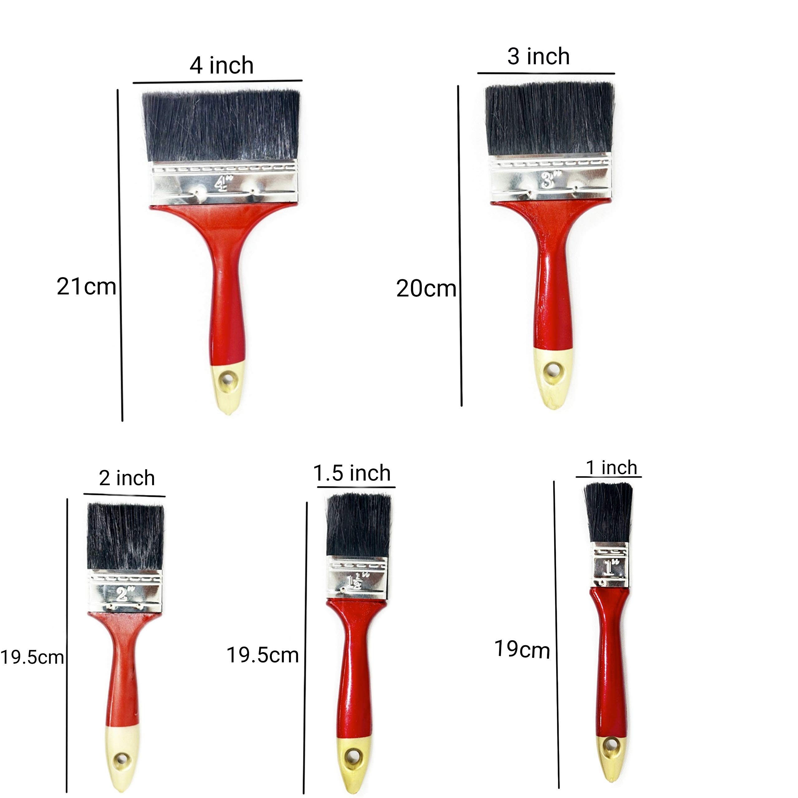 DARIT Artist Paint Brush 6 Sets of 1, 1.5, 2, 3, 4 Inches -Large Wash Brushes Set for Gesso, Varnishes, Acrylic Painting, Watercolour, Wood, Wall, Furniture-Brush Set (6)